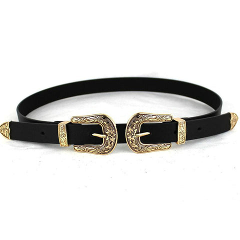 Women Black Leather Western Cowgirl Waist Belt Metal Buckle Waistband New Hot Belts for Women Luxury Designer Brand
