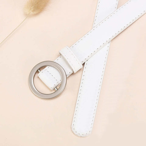 NO.ONEPAUL Circle Pin Buckles Belt female deduction side gold buckle jeans wild belts for women fashion students simple New