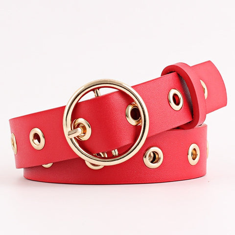Best YBT Women leather belt Round Metal pin buckle Circle Belts Hot Brand fashion Punk O Ring for Women belt