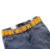 Best YBT Unisex Canvas Belt Alloy Double Row Hole Pin Buckle Belt Street Photo Fashion Lengthening Chic Hollow Belt With Chain