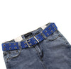 Best YBT Unisex Canvas Belt Alloy Double Row Hole Pin Buckle Belt Street Photo Fashion Lengthening Chic Hollow Belt With Chain