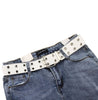 Best YBT Unisex Canvas Belt Alloy Double Row Hole Pin Buckle Belt Street Photo Fashion Lengthening Chic Hollow Belt With Chain