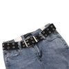 Best YBT Unisex Canvas Belt Alloy Double Row Hole Pin Buckle Belt Street Photo Fashion Lengthening Chic Hollow Belt With Chain