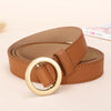 NO.ONEPAUL Circle Pin Buckles Belt female deduction side gold buckle jeans wild belts for women fashion students simple New