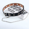 Women Punk Chain Fashion Belt Adjustable Black Double/Single Eyelet Grommet Leather Buckle Belt